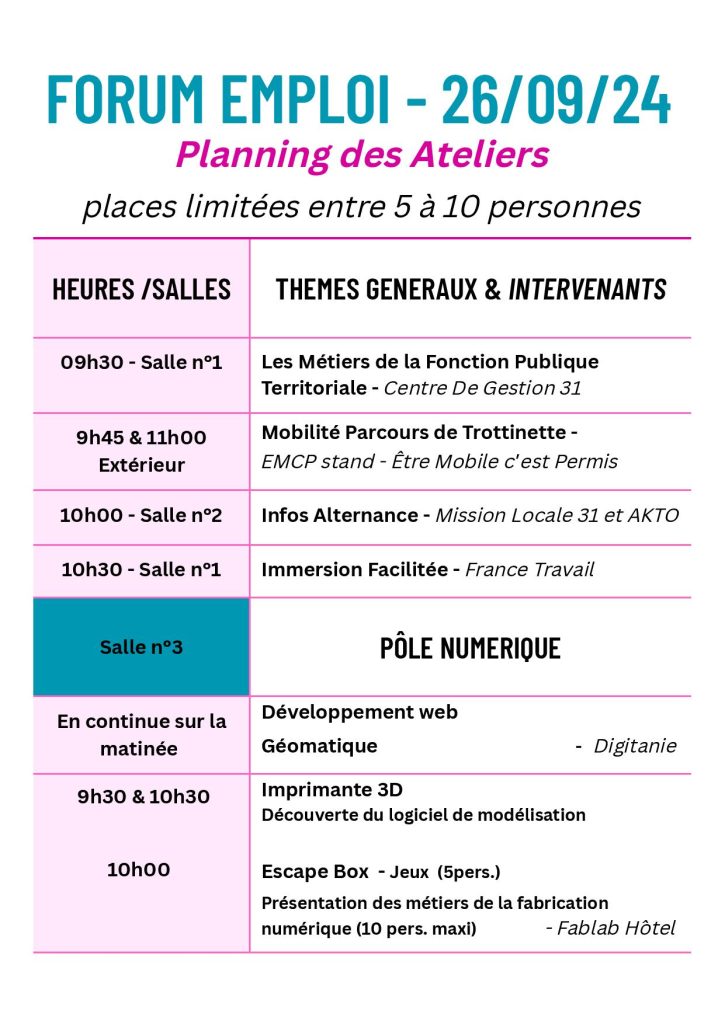 Bouton : programme du forum emploi 2024